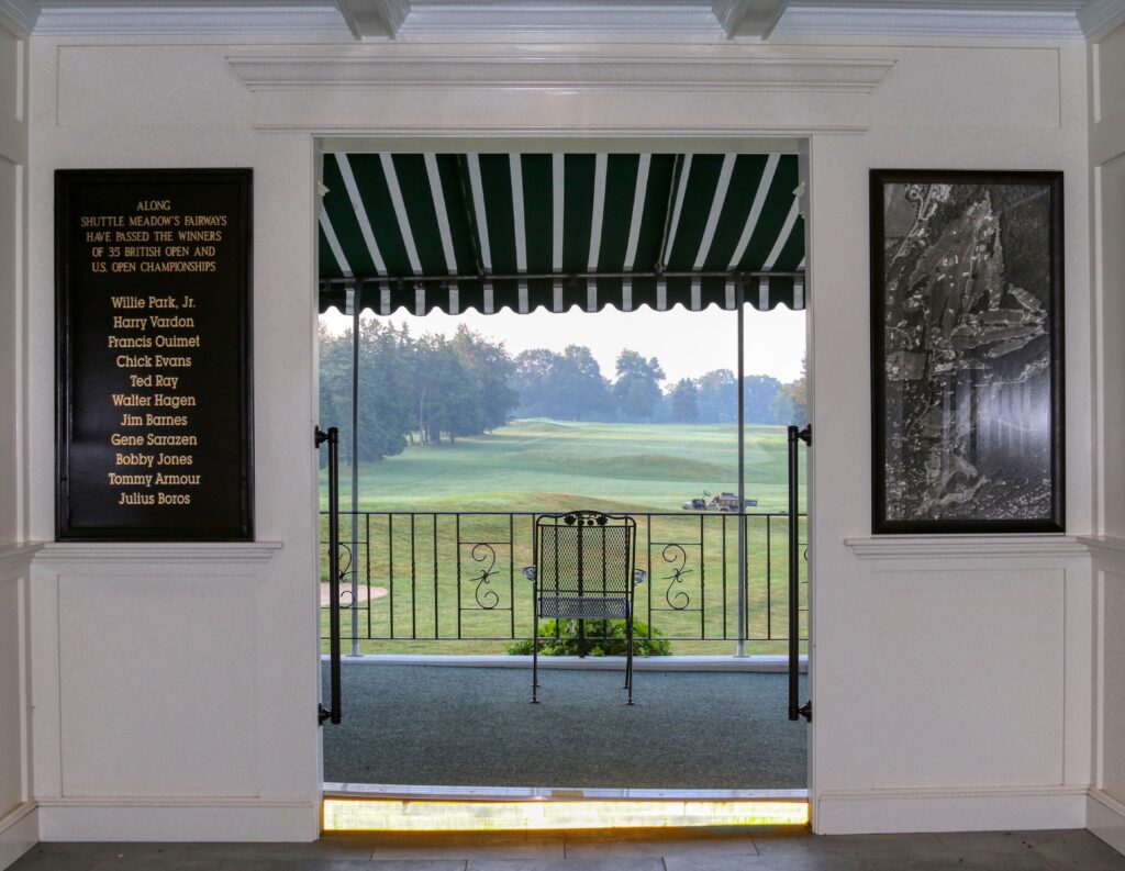 Terrace view over the golf course at Shuttle Meadow Country Club