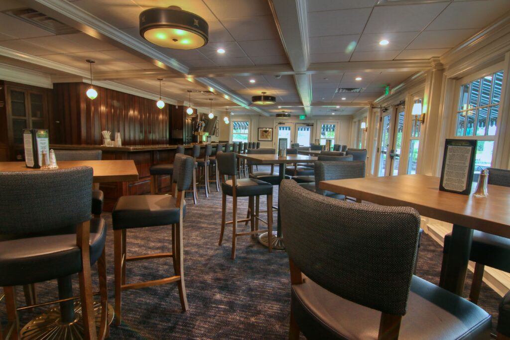 Lounge and bar at Shuttle Meadow, ready for a networking reception